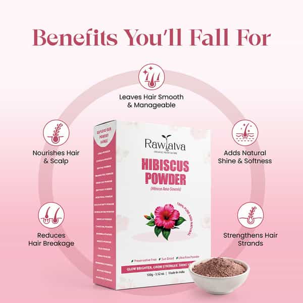 Raw Tatva Hibiscus Powder For Stronger| Shinier & Manageable Hair | All Hair Types | 100G