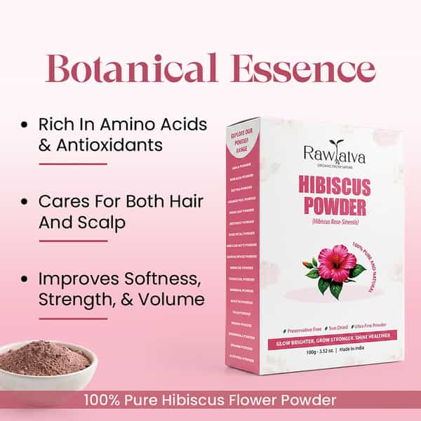 Raw Tatva Hibiscus Powder For Stronger| Shinier & Manageable Hair | All Hair Types | 100G