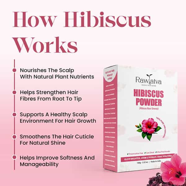 Raw Tatva Hibiscus Powder For Stronger| Shinier & Manageable Hair | All Hair Types | 100G