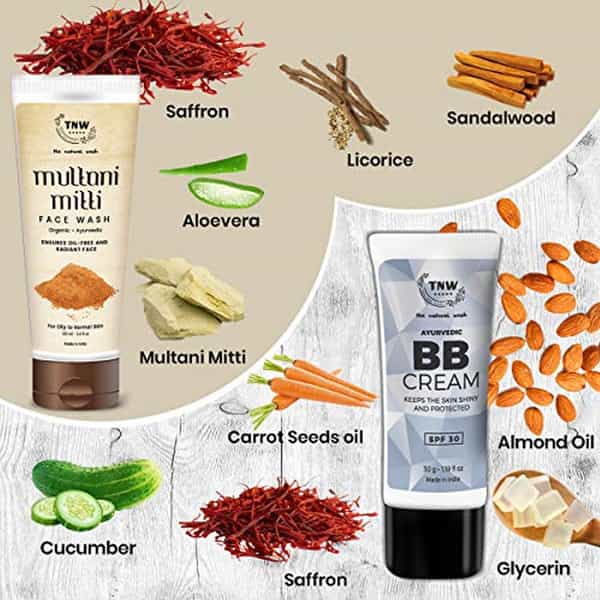 Tnw The Natural Wash Multani Mitti Face Wash And Bb Cream Combo For Oil-Free | Pack Of 2 | 130 Gms