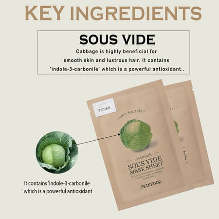 Skinfood Cabbage Sous Vide Mask Sheet - Pack Of 3