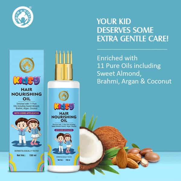 Mom & World Kidsy Hair Nourishing Oil With Comb Applicator For Kids 11 Pure Oils 150Ml