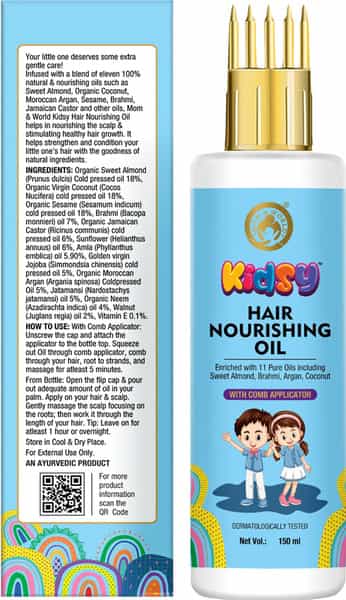 Mom & World Kidsy Hair Nourishing Oil With Comb Applicator For Kids 11 Pure Oils 150Ml