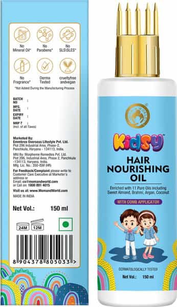 Mom & World Kidsy Hair Nourishing Oil With Comb Applicator For Kids 11 Pure Oils 150Ml