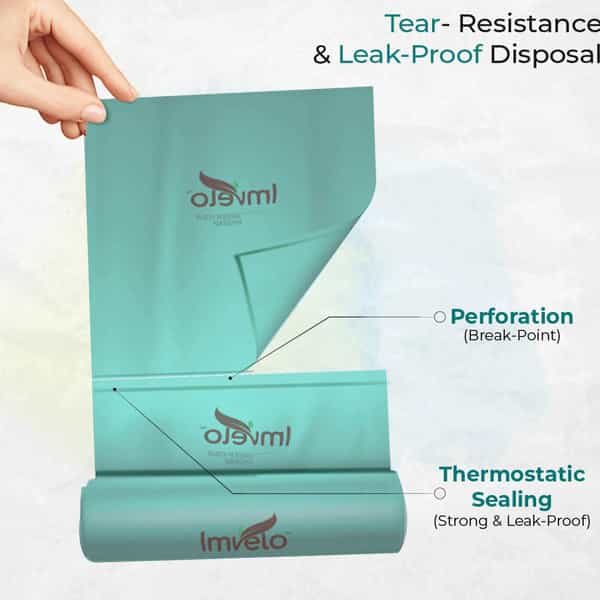 Imvelo 100% Compostable Garbage Bag | 6 Rolls (15 Bags/Roll) | Dustbin/Trash Bag (19 X 21 Inches)
