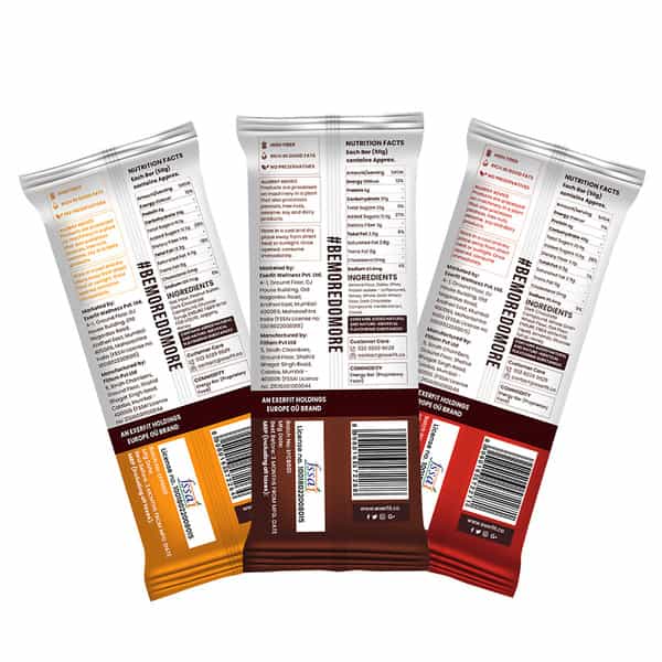 Exerfit Energy Bars Almond Fudge Chocolate Brownie Peanut Butter Pack Of 6