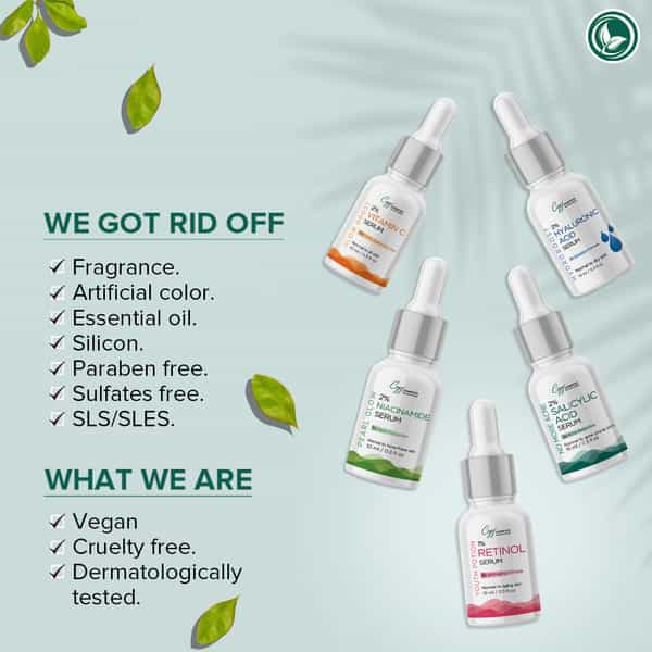 Cgg Cosmetics |Set Of 6 Face Serums | Glowing, Hydrated, Clear, Acne Free, Plump Skin | 10Ml Each