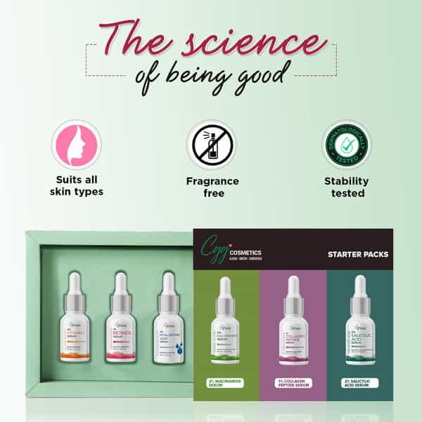 Cgg Cosmetics |Set Of 6 Face Serums | Glowing, Hydrated, Clear, Acne Free, Plump Skin | 10Ml Each