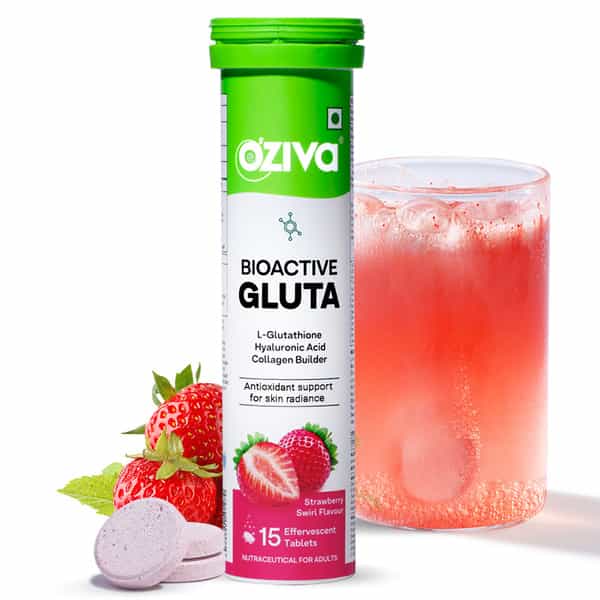 Oziva Bioactive Gluta With L-Glutathione To Reduce Pigmentation, 15 Effervescent Tablets, Strawberry