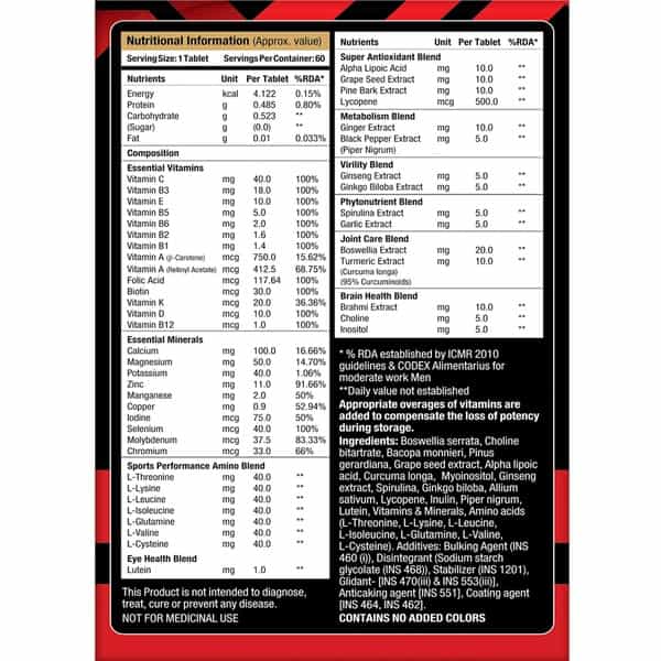 Musclexp Multivitamin Men Daily Sports With 47 Nutrients - 60 Tablets