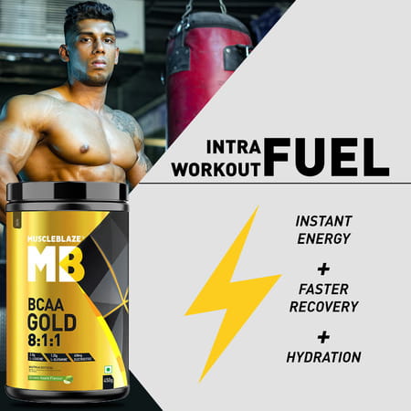 Muscleblaze Bcaa Gold 8:1:1 (Green Apple | 450G | 60 Servings) | With Higher Leucine