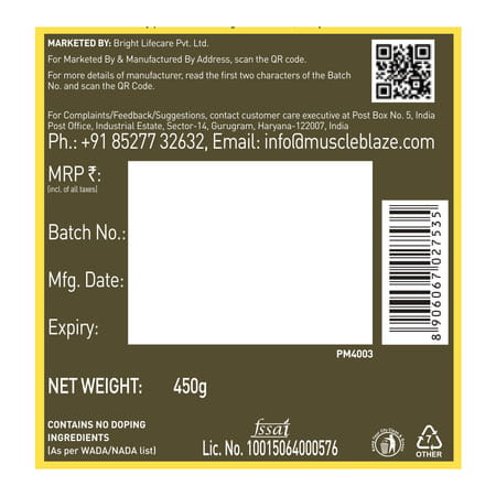 Muscleblaze Bcaa Gold 8:1:1 (Green Apple | 450G | 60 Servings) | With Higher Leucine