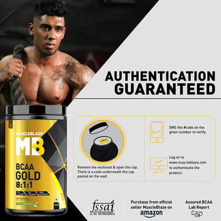 Muscleblaze Bcaa Gold 8:1:1 (Green Apple | 450G | 60 Servings) | With Higher Leucine