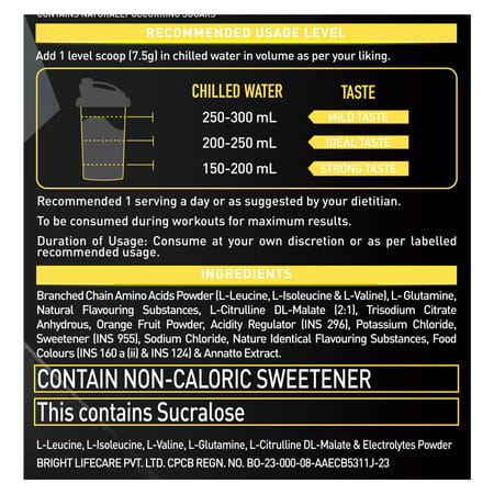 Muscleblaze Bcaa Gold 8:1:1 (Green Apple | 450G | 60 Servings) | With Higher Leucine