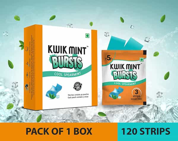 Kwik Mint Instant Action Mouth Freshener Spearmint Strips - Pack Of 1 (1 X 20 G)