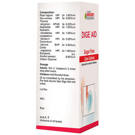 Baksons Homoeopathy Dige Aid Syrup Sugar Free 450 Ml