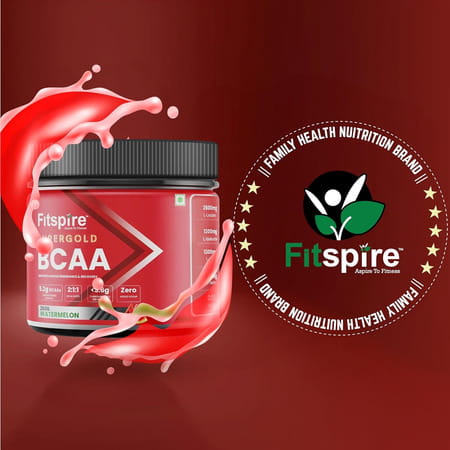Fitspire Super Gold Bcaa Powder (Watermelon) | 5.2g Bcaa | L Glutamine & Electrolytes | 250 Gms