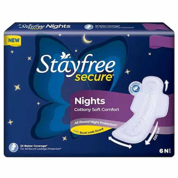Stayfree Secure Nights Cottony Soft Comfort 320Mm Xxl Size 6 Sanitary Pads