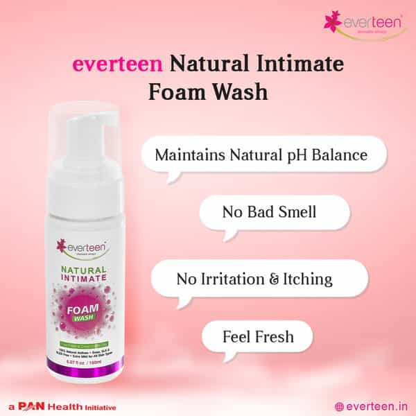 Everteen Natural Intimate Foam Wash For Feminine Hygiene In Women 4 Packs (150Ml Each)