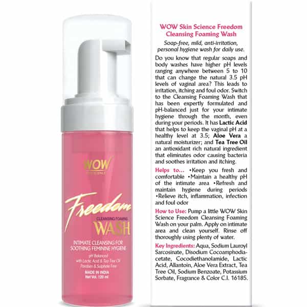 Wow Skin Science Freedom Cleansing Foam Wash - 120 Ml