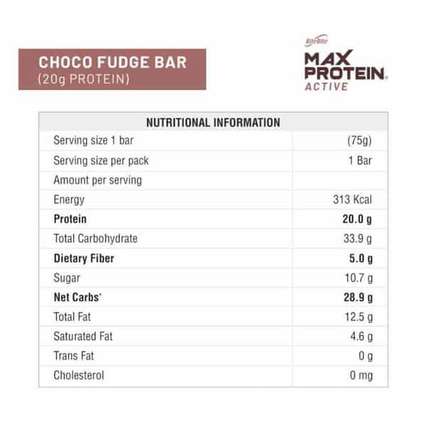 Ritebite Max Protein Active Choco Fudge Protein Bar 75G - Pack Of 1 