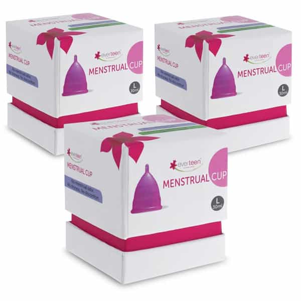 Everteen Large Menstrual Cup For Periods In Women - 3 Packs (30Ml Capacity Each)