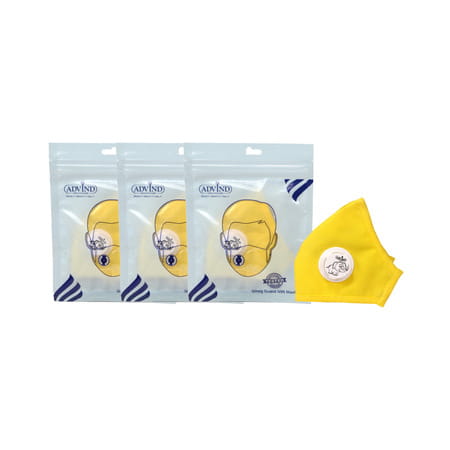 Advind Healthcare Smog Guard N95 Kids Mask Without Valve Xs (3-5 Years) - Yellow Pack Of 5