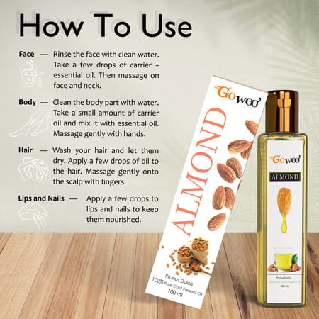 Pack Of 2 S&Alwood Essential Oil & Almond Carrier Oil - 100% Pure & Natural Oil