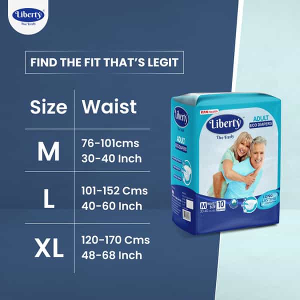 Liberty Eco Adult Diapers Medium (M) 60 Count Waist Size 30-40 Inch Pack Of 6 10 Count/Pack