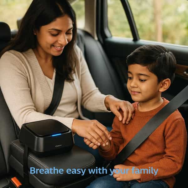 Philips Go Pure 5211 Car Air Purifier With Filter Auto On Off With Ignition Strap Mount Black 1 No's