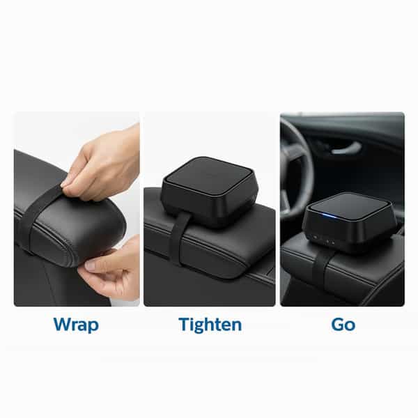 Philips Go Pure 5211 Car Air Purifier With Filter Auto On Off With Ignition Strap Mount Black 1 No's
