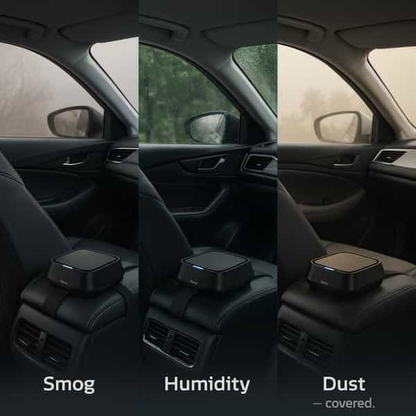 Philips Go Pure 5211 Car Air Purifier With Filter Auto On Off With Ignition Strap Mount Black 1 No's