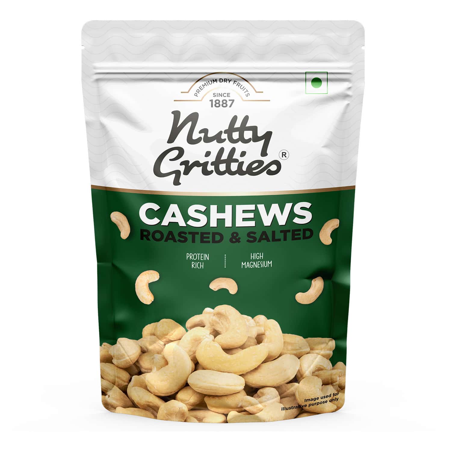 Nutty Gritties Roasted Cashews| Lightly Salted And Dry Roasted Healthy Snack - 200g