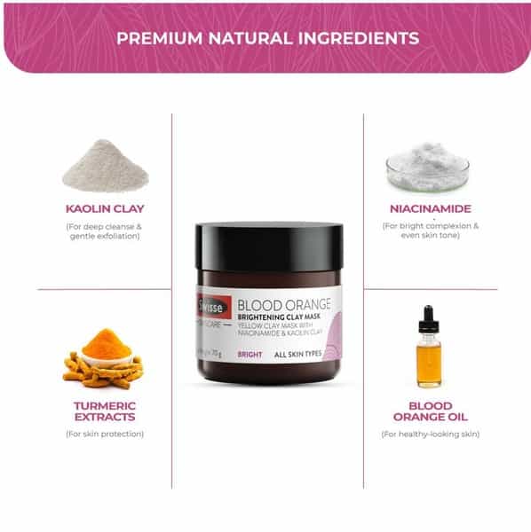 Swisse Blood Orange Brightening Clay Mask For Glowing Skin & Even Skin Tone 70G