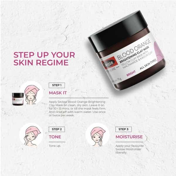 Swisse Blood Orange Brightening Clay Mask For Glowing Skin & Even Skin Tone 70G