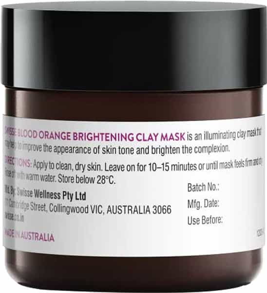 Swisse Blood Orange Brightening Clay Mask For Glowing Skin & Even Skin Tone 70G