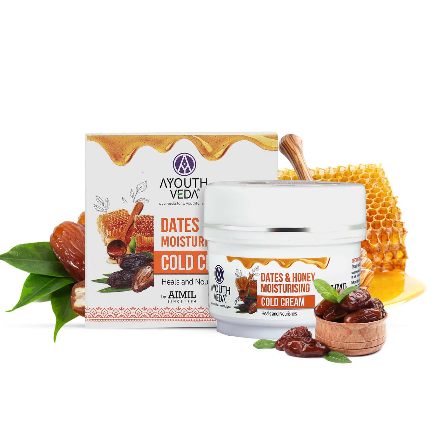 Ayouthveda Dates & Honey Moisturising Cold Cream | Aloe Vera To Deeply Nourish & Soften Skin 50 Gm