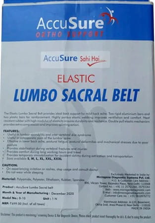 Accusure Ortho Support Elastic Lumbo Sacral Belt | Medium | B10