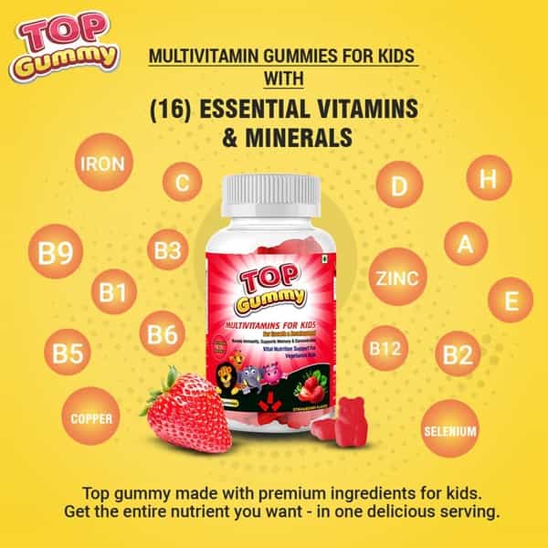Top Gummy Strawberry Multivitamins Gummies  Bottle Of 30