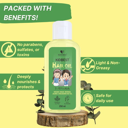 Healthbest Kidbest Hair Oil For Kids|Hair Growth|Damaged Hair|Tear Paraben Sls Free|250ml