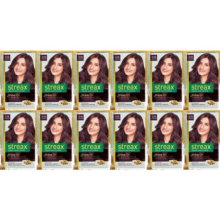 Streax Cream Hair Colour Enriched With Walnut & Argan Oil 60 Ml X Pack Of 12 Burgundy