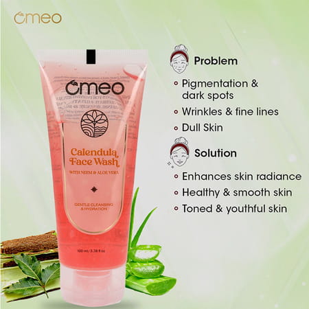 Omeo Calendula Face Wash With Neem & Aloe Vera Face Wash | Anti Acne & Oil Control - 100ml