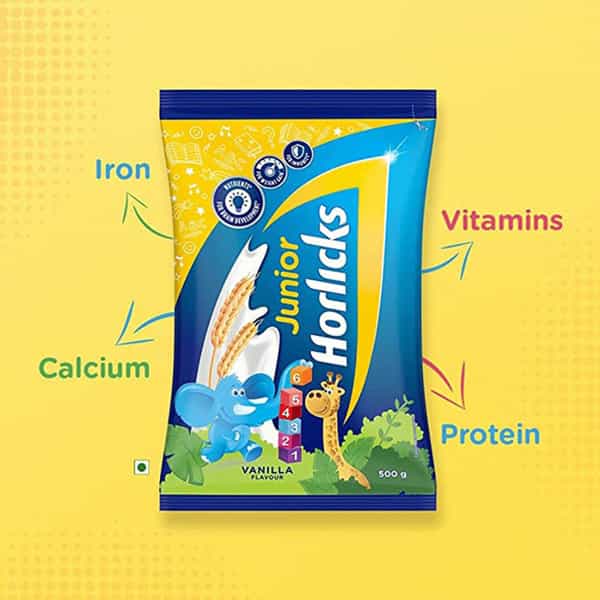 Horlicks Junior Nutrition Drink Vanilla Pouch 500 G