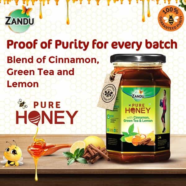 Zandu Pure Honey Cinnamon Green Tea & Lemon Health Food Jar Of 250 G