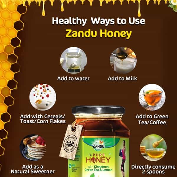 Zandu Pure Honey Cinnamon Green Tea & Lemon Health Food Jar Of 250 G