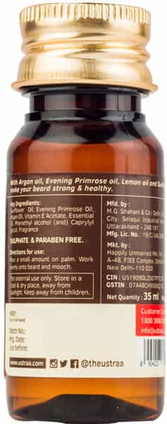 Ustraa Mooch & Beard Oil 4X4 For Men - 35 Ml