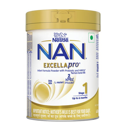 Nestle Nan Excella Pro 1 Infant Formula Milk Powder | (Up To 6 Months) | 400g Tin With Smartlid