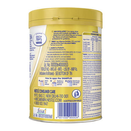 Nestle Nan Excella Pro 1 Infant Formula Milk Powder | (Up To 6 Months) | 400g Tin With Smartlid