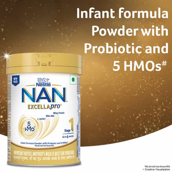 Nestle Nan Excellapro Stg-1 | Starter Formula Milk Powder| Up To 6 Months| Tin With Smartlid 400Gm 