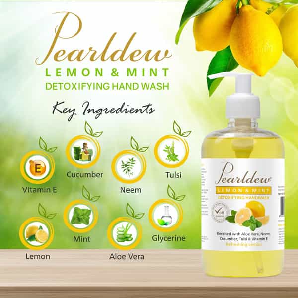 Pearldew Lemon & Mint Detoxifying Hand Wash 500 Ml | Neem & Tulsi (Pack Of 2)